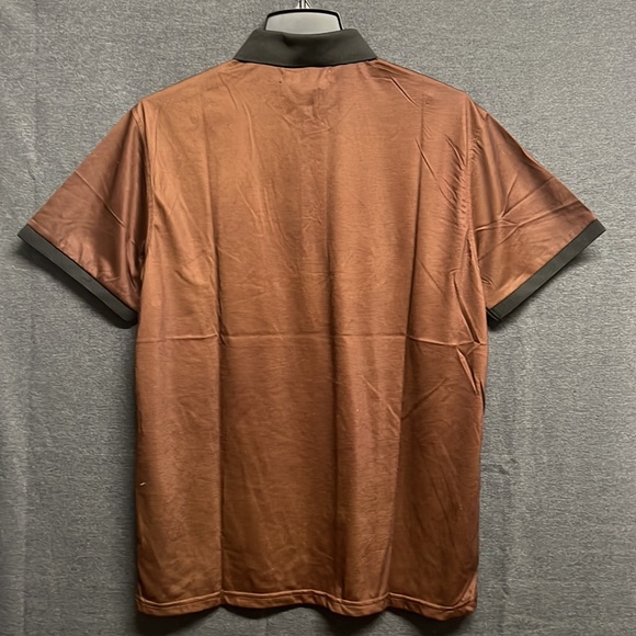 💥3/$15💥NWT - Fashion Nova Men Cue Club Short Sleeve Polo, Brown - Medium - Picture 5 of 13
